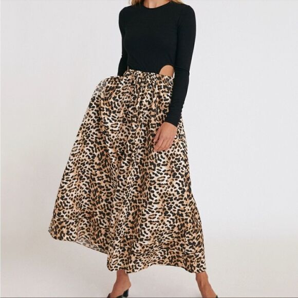 Something Navy Tara Cut Out Maxi Dress Leopard XS - Picture 2 of 9